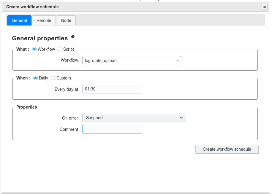 Schedule workflow